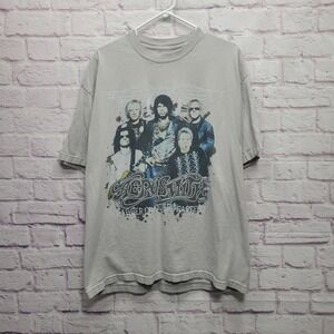 2010 Aerosmith Tour Tshirt Mens L Cocked Locked Ready To Rock Double Sided‎ Band